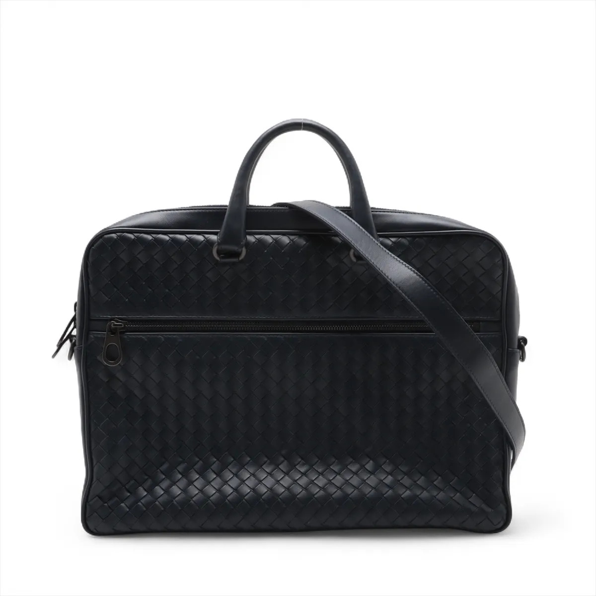 Borsa da lavoro Bottega Veneta in pelle intrecciata 2 vie blu navy