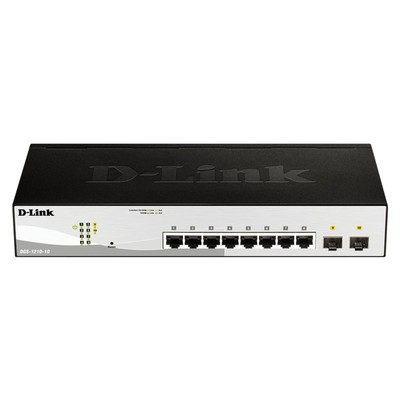 D-Link 10 Port Gigabit Network Switch 8 Ethernet 2 SFP Ports High Speed Security