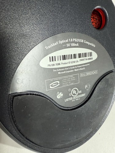 Microsoft Trackball Optical 1.0 Mouse X08-70386 Wired USB PS2/USB - Picture 6 of 6