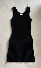CHANEL Black Wool Rib Knit Sleeveless Bodycon Dress Size 34  SR2107