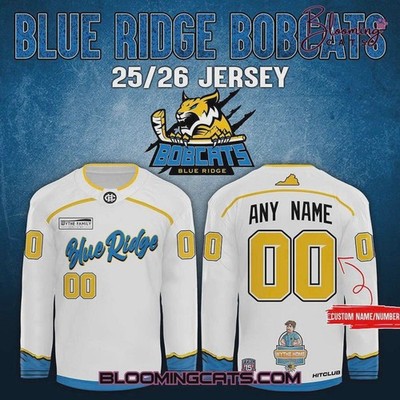 Personalized Blue Ridge Bobcats Pro Hockey Shirt Season 25/26 White 