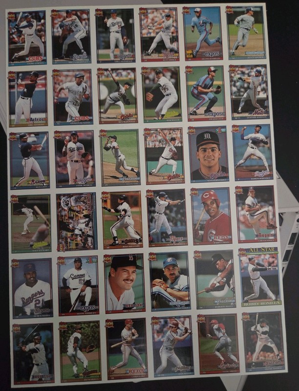 1991 Topps Cracker Jack Baseball Mini Complete Uncut Sheet Set Series 2