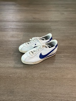 Nike Leather Swoosh Cortez Sneakers Size 4US White & Blue 1981 Forest Gump 80s
