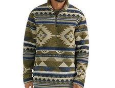 WRANGLER 1/4 ZIP SHERPA ALPINE PULLOVER Men  s XL Green Western Cowboy Southwest