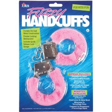 Furry Fuzzy Costume Handcuffs Metal Wrist Cuffs Soft Halloween Gag Gift