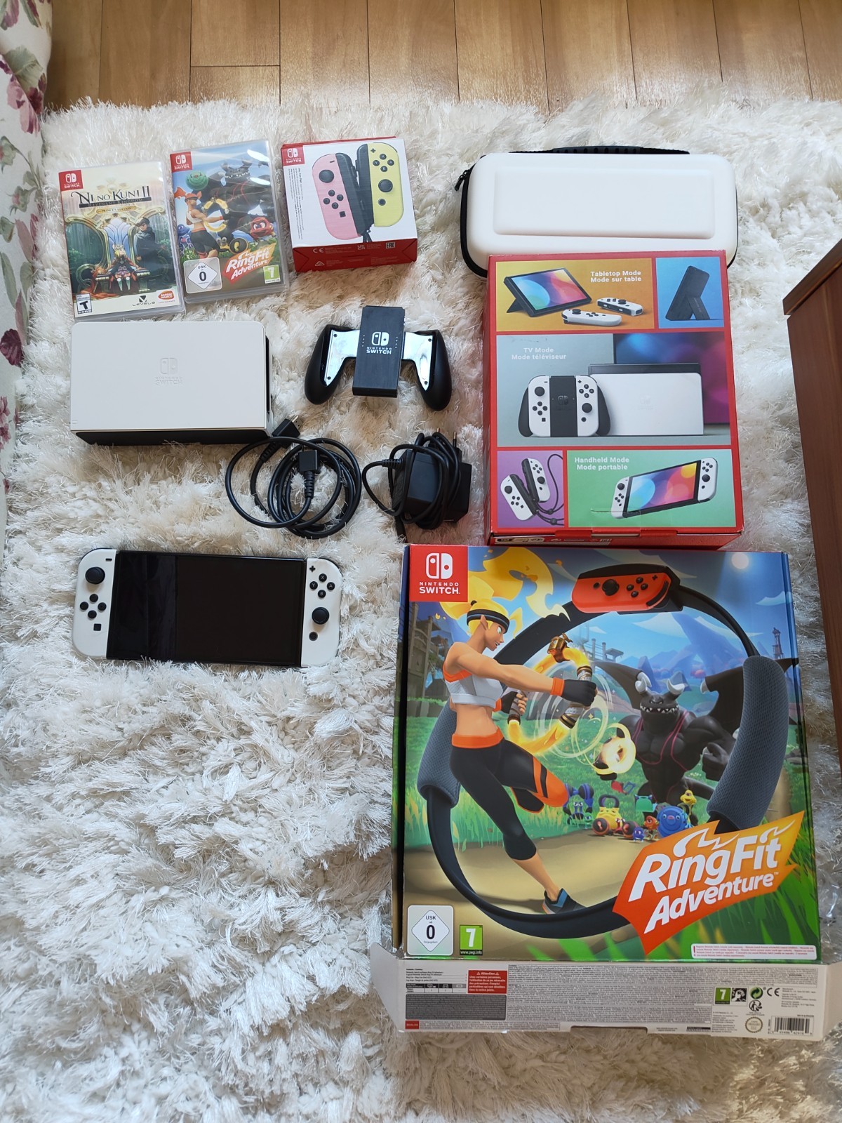 nintendo switch oled weiß konsole mit spiele