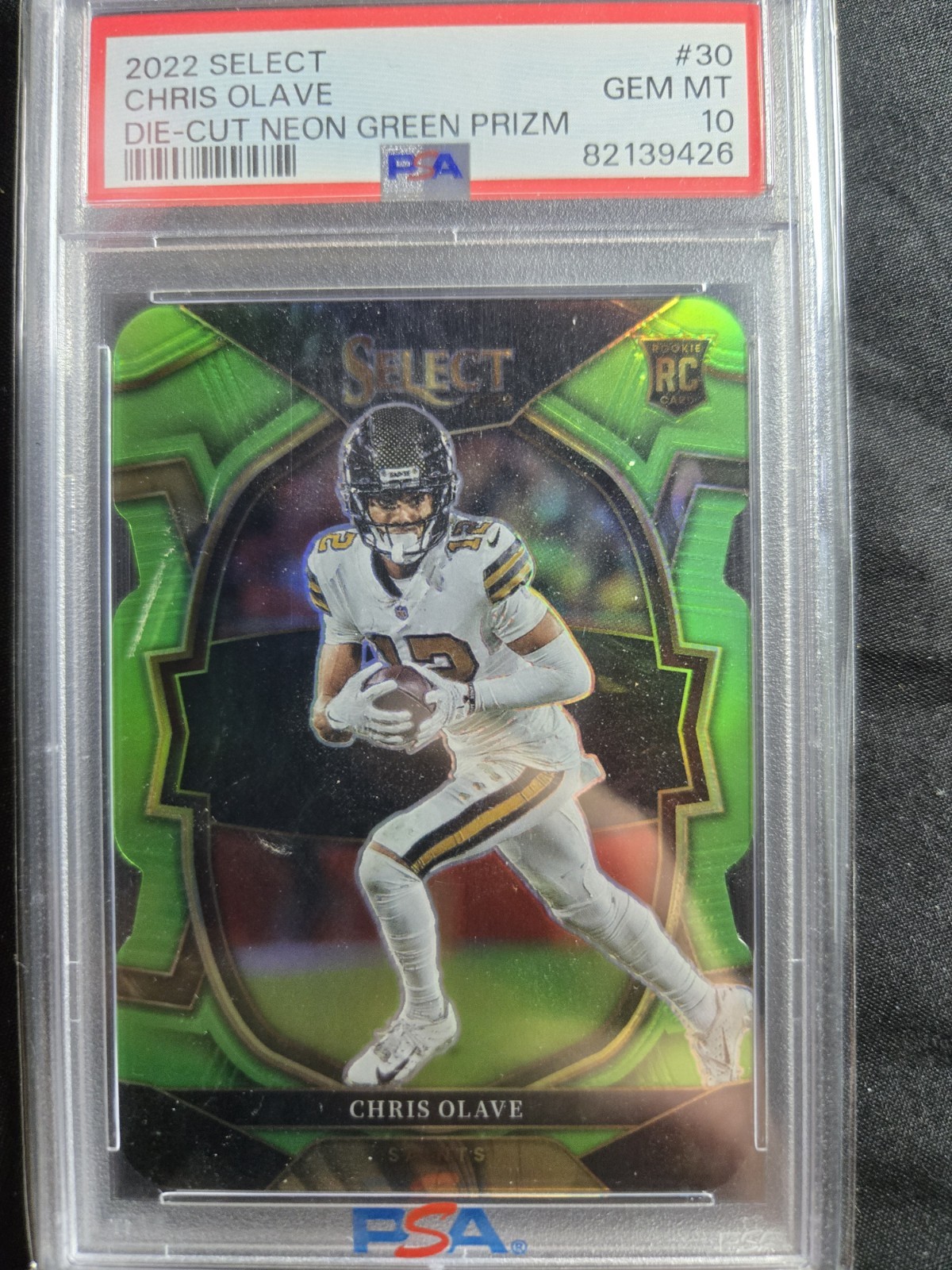 2022 Panini Select Neon Green Die Cut Prizm /299 Chris Olave /299 PSA 10