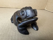 Vintage Croaking Frog Carved Guiro Percussion Wooden Frog Instrument, Tiki -Cool
