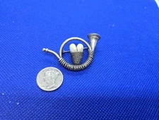 Vintage Sterling French Horn Pin with Teeth