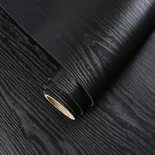 16" X120"Matte Black Contact Paper Black Wallpaper Peel and Stick for Countertop