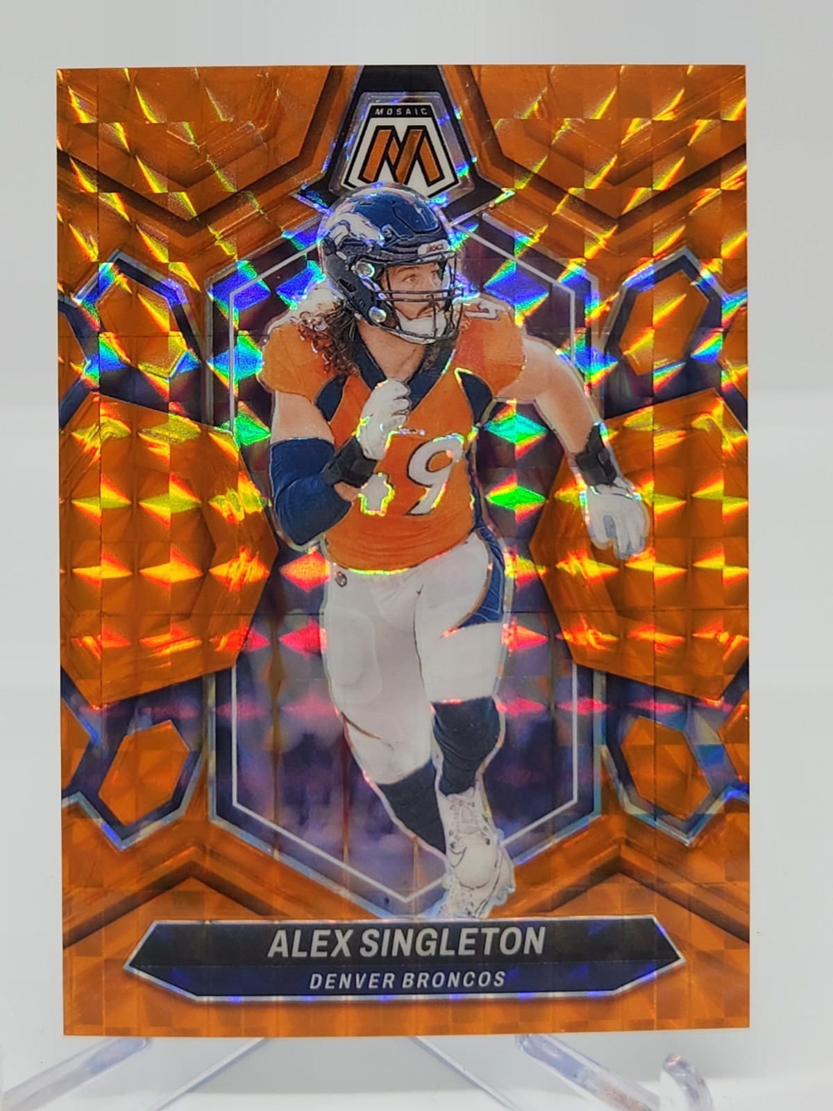 2024 Panini Mosaic Alex Singleton REACTIVE ORANGE  #69 /199 BRONCOS COLOR MATCH 
