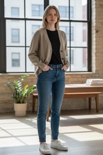 NWT Women's Nipped Waist Cardigan - Future Collective Brown Small