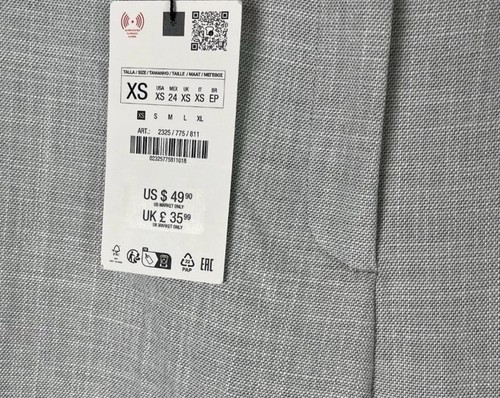 NWT ZARA Women Zip Front High Rise Side Slit Full Length Wide Leg Gray XS - Picture 2 of 6