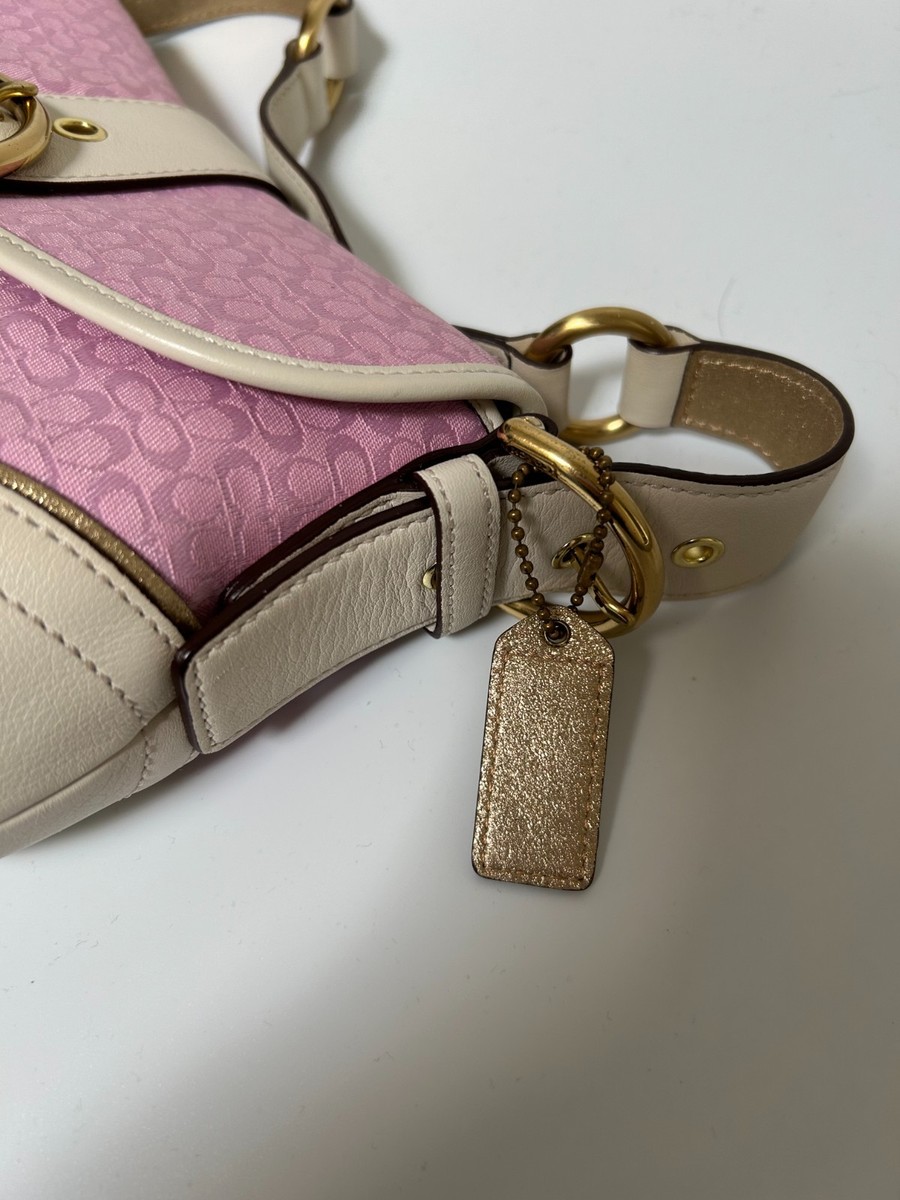 Vintage Y2K Coach Pink Signature Mini Soho Hobo Front Buckle