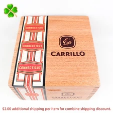 Carrillo Robusto Connecticut 5 x 50 Empty Wood Cigar Box 6" x 5.75" x 3.5"