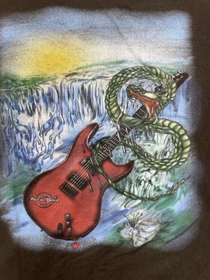 Vintage Hard Rock Cafe Shirt Men 2XL Brown Tee Rock Snake 90s Y2K