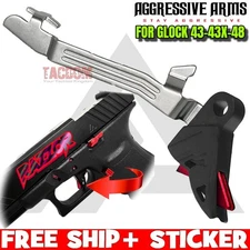 AGGRESSIVE ARMS RAZZOR STEALTH BLACK RED TRIGGER GLOCK 43 43X 48 WITH BAR