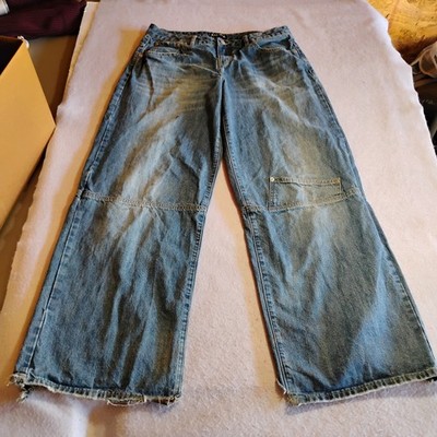 I.AM.GIA Womens Blue Wide Leg Carpenter Jeans Distressed Paneled Size L