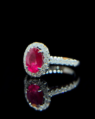 3.92 Ct Oval Cut Natural Red Ruby & Diamond Engagement Ring Solid 14K White Gold - Picture 2 of 8