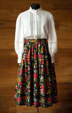 Cotton vintage floral midi skirt, size M, L