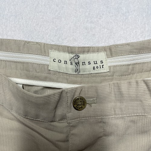 Consensus Golf Mens Size 36 Beige Khaki Golf Shorts Zip Up Button Closure - Picture 3 of 18