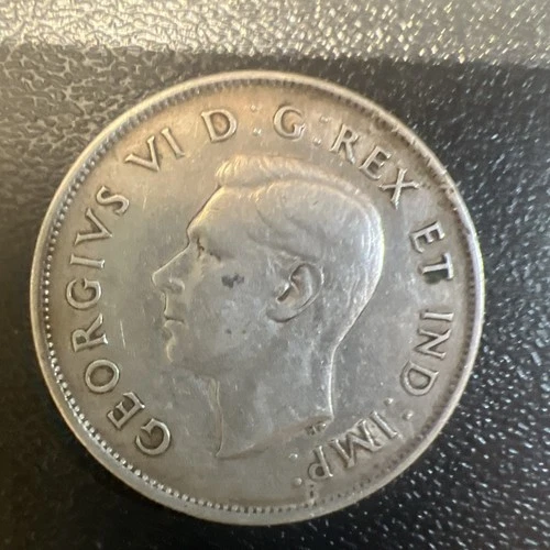 AU 1943 Canada Silver 50 Cents Coin 50c Canadian Half Dollar Almost Uncirculated