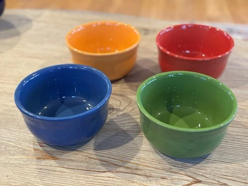 Older Stamp FIESTA  6" All Purpose Gusto Bowls Set 4 Orange, Red, Blue, Green