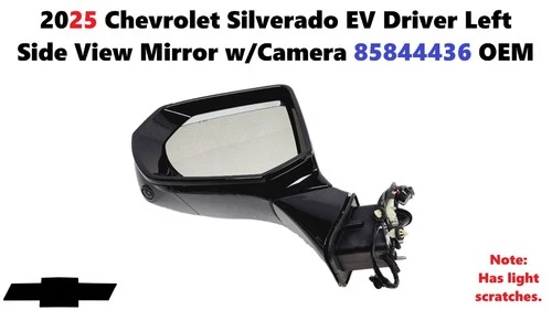 2025 Chevy Silverado EV Black Driver Left Side View Mirror w/Camera 85844436
