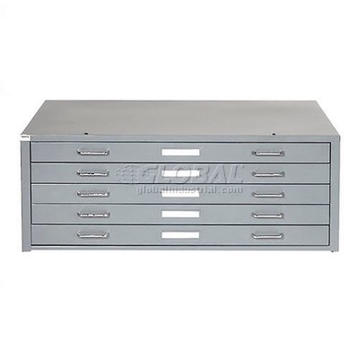 41''W Flat File Cabinet 5 Drawer Gray