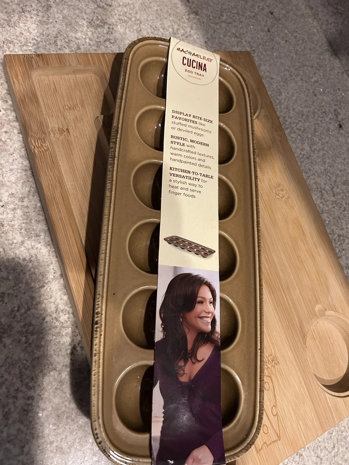 Nuevo plato oblongo plato huevo Rachael Ray gres 12 tazas marrón rico profundo Foto 2 de 4