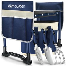 Garden Kneeler and Seat 7-Piece Foldable Bench Set with 3 Tools Pouches