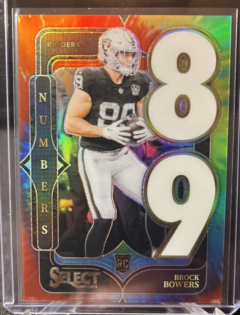 Brock Bowers 2024 Select Numbers #12 Tie-Dye Prizm 17/25 RC Raiders Short Print