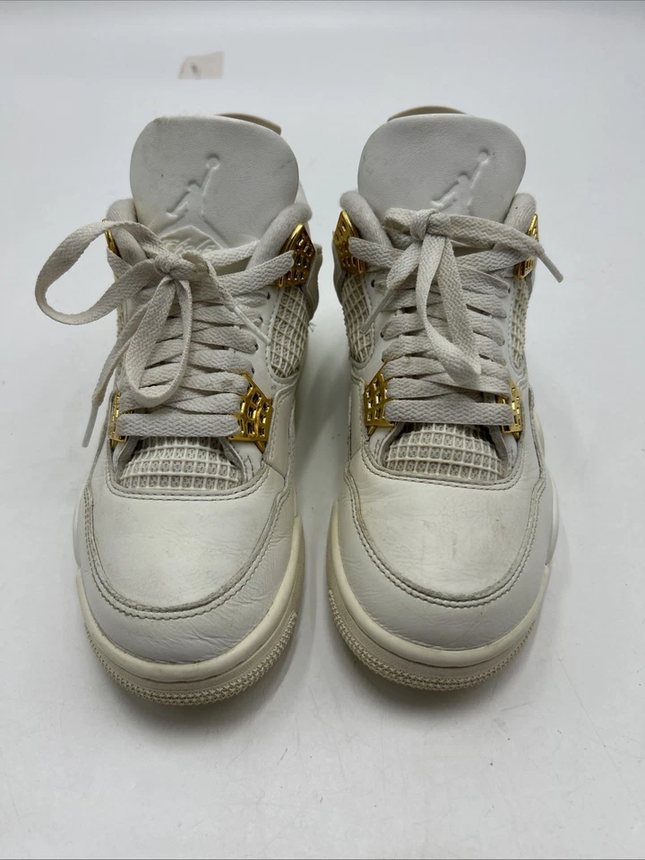 Air Jordan 4 Retro Metálico Dorado Mujer Talla 6 Zapatos AQ2919 170 Tenis Foto 2 de 4
