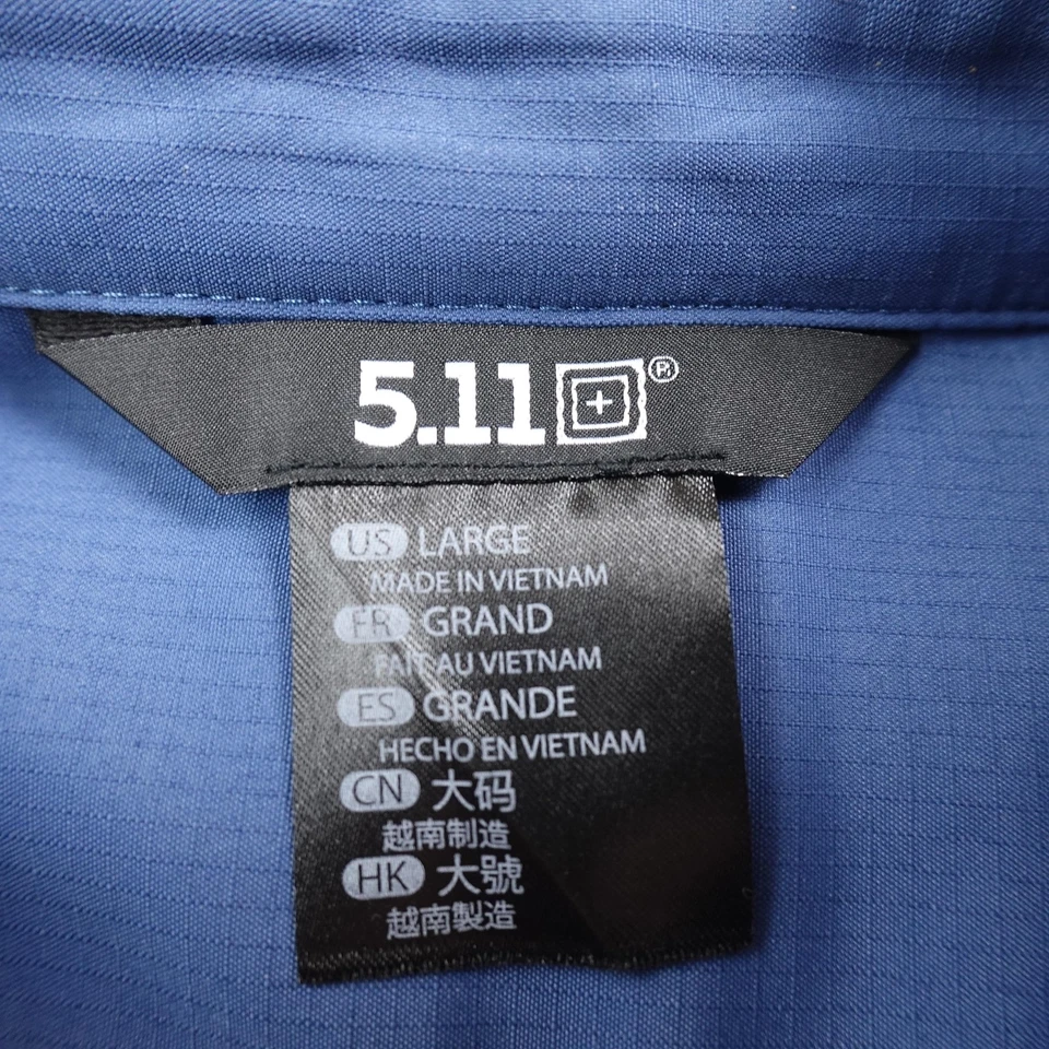 5.11 Tactical Shirt Mens L Blue Marksman Utility Short Sleeve Button Up UPF 50 - Image 4 of 4
