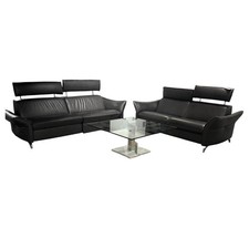 himolla Polstergarnitur 1926 Leder 31 Longlife Moor Schwarz Braun Füße Metall 