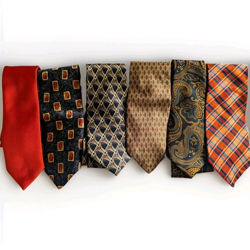 Assorted Brands Men's Silk Necktie Lot of 6 Designer Ties Fall/Autumn Colors