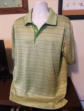 Cutter & Buck Men's XL Green Stripe DryTec Golf Polo Performance Wicking