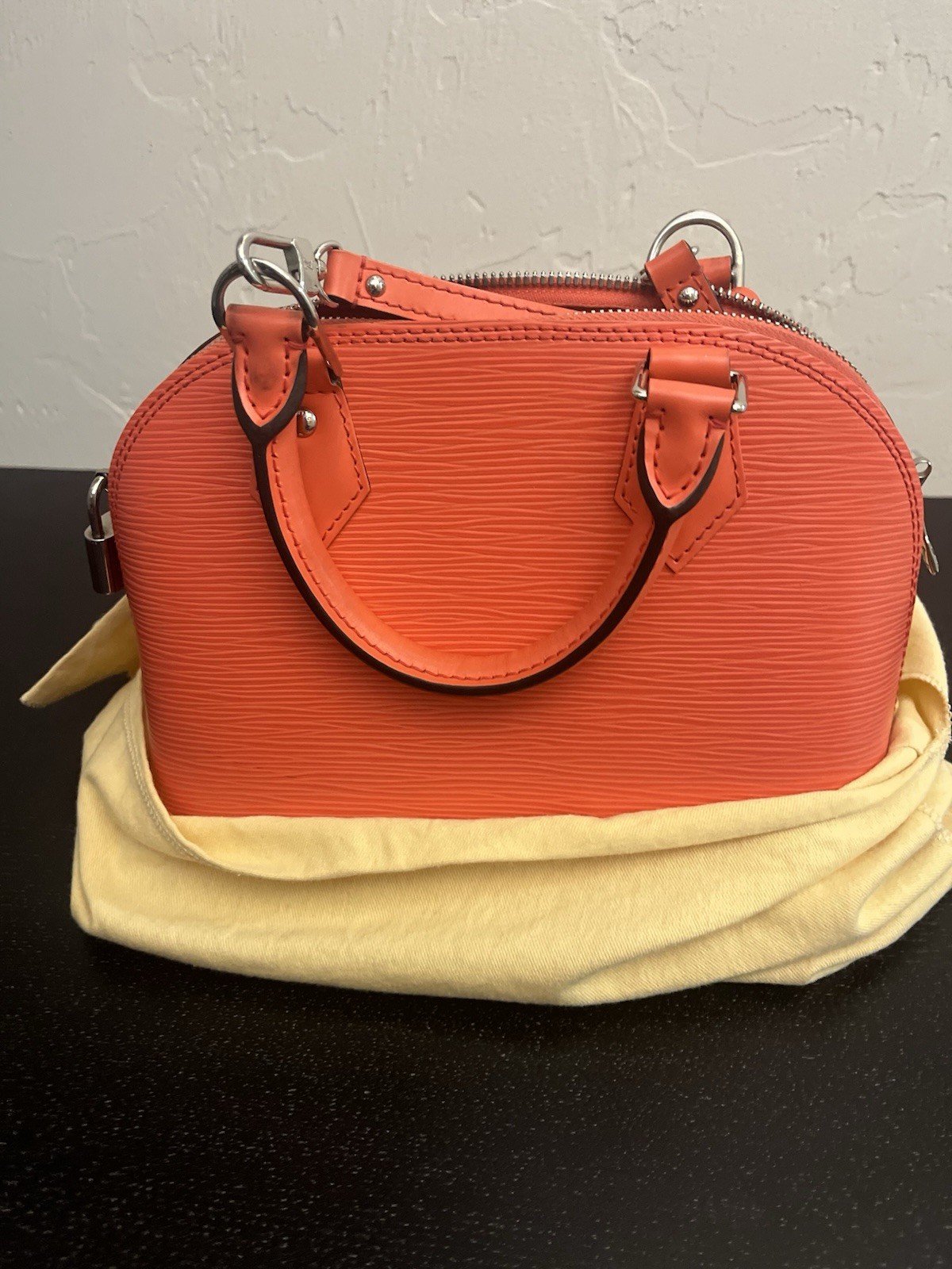 Louis Vuitton Alma BB Orange Epi Crossbody Leather Satchel Handbag