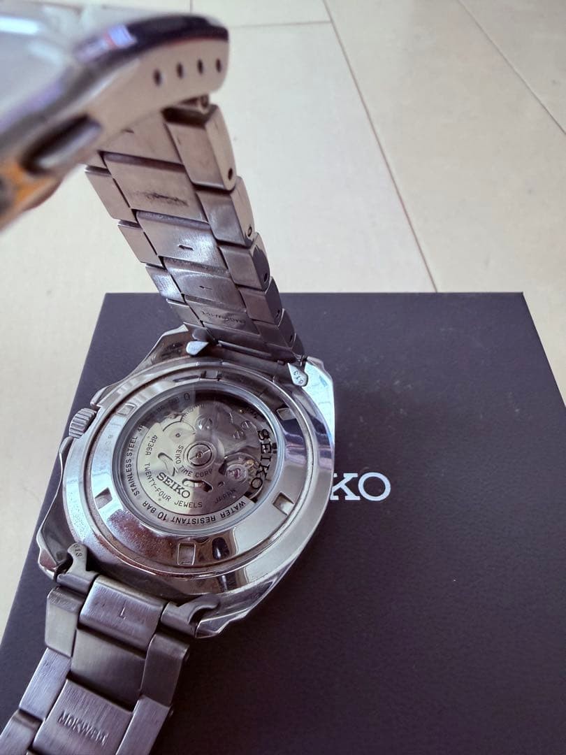 Seiko SRPB35JI Automatic Watch Men's Sports 5 Black/Silver Rotating Bezel Used image 5