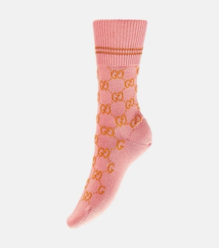Chaussettes GUCCI GG Supreme coton mélangé rose taille L neuves avec étiquettes