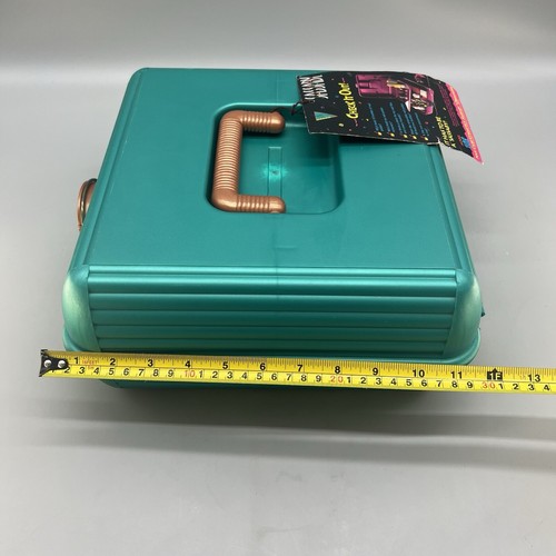 Vintage Sassaby Mirrored Electric Teal Makeup Organizer Case New With Tags - Picture 12 of 12