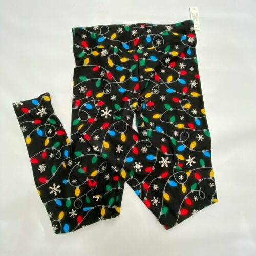Holiday Time Leggings High Rise Christmas Print Woman's Small Polyester/Spandex