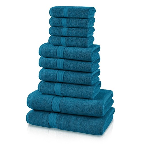 10 PCS TOWEL BALE SET 100% PURE COTTON SOFT FACE HAND BATH SHEET BATHROOM TOWELS - Picture 6 of 7
