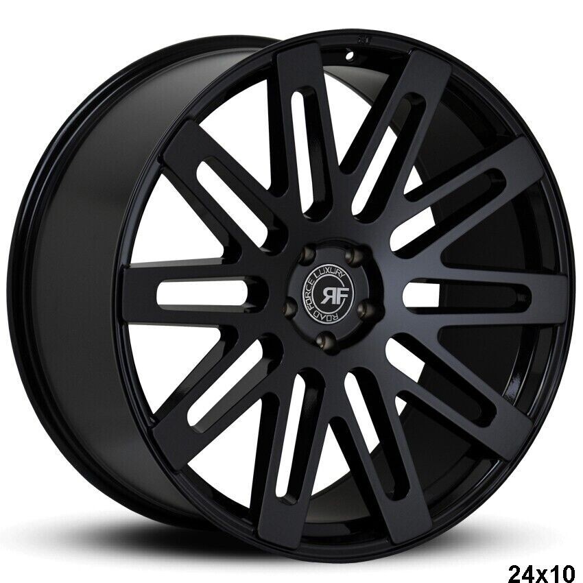 24” RF24 GLOSS BLACK WHEELS RIMS FOR ROLLS ROYCE GHOST WRAITH 24X9 / 24X10