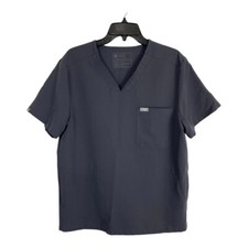 Figs Womens Scrub Shirt Adult Size Medium Gray V Neck Short Sleeve Pockets Nurse