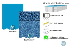 SmartLine 15' x 21' x 54” Oval Unibead 25 Gauge Pool Liner - (Choose Pattern)