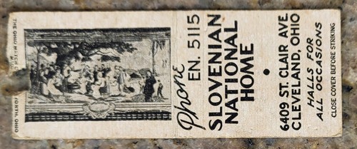 Matchcover  *No Matches Cleveland Ohio Slovenian National Home - Picture 1 of 3