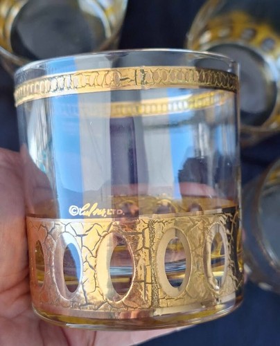 Set of 4 Culver Antigua MCM 1960s Whiskey Lowball Barware Glasses Rocks Vintage