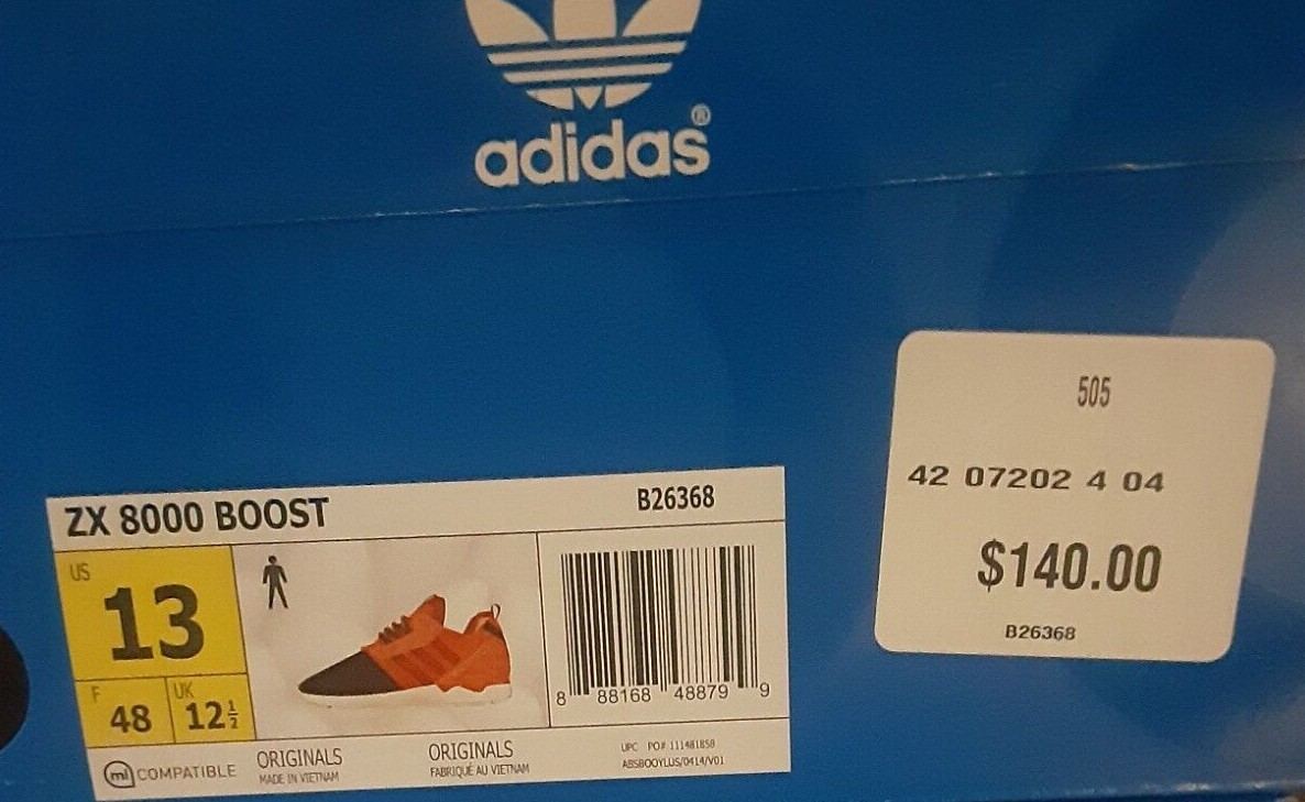 ADIDAS ORIGINALS ZX BOOST 8000 black red mens SHOES SIZE