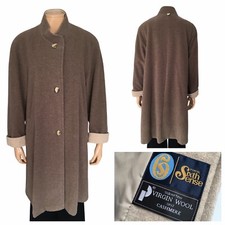 Vintage Your Sixth Sense C&a Winter Coat Brown Uk 14 Wool Cashmere Knee Length